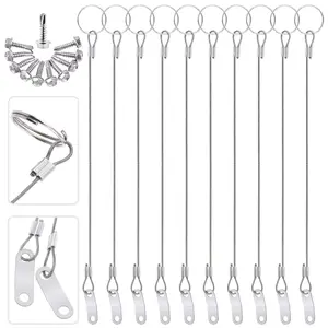 Glarks Pcs  Inches Lanyard Cable Set Including Pcs  Stainless Steel Safety Tether Wire with Quick Release Ring and Rubber Coating and Pcs Self Drilling Hex Head Screws for Car Boat Fastener