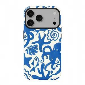 Blue Octopus Phone Case, compatible with iPhone 17 Pro Max, 16, 15, 14, 13 and 12. Dual-layer shockproof protective cover, perfect for gifting.