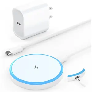Magnetic Wireless Charger 15W with 20W Adapter & 6ft Cable – Charger for iPhone 16/15/14/13/12 Pro/Max/Plus/Mini & AirPods 3/2/Pro – Fast Wireless Charging Pad for Home, Office, Travel Portable