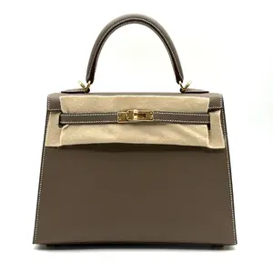 Pre-owned HERMÈS Leather Tote Bags Hermes Kelly 25 etoupe GHW Brand new full set