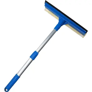 Professional 2-in-1 Window  with Telescopic Stainless Steel Handle (13.3"-18.9") | Sponge & Scraper for Glass, Shower,  & High Surfaces