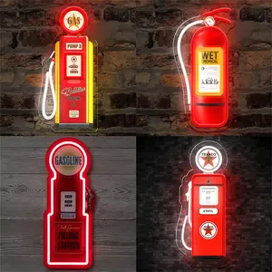 1 PC Wall-Mounted Gas Can and Fire Extinguisher Acrylic Engraved Neon Light, USB Powered Dimmable, Perfect for Bedroom, Easter, Birthday Gift Valentine's Day, Halloween, Christmas, etc. Decoration