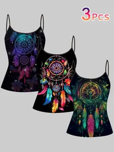 3 Piece Set Sleeveless Strap Vest Top, Casual All Season Wear, Slim Fit Design, Perfect for Daily Home Commute Party