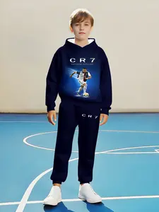 Boys Cr7 Cristiano Ronaldo Inspired Football Set, Soccer Kit, 3D Printed Face & Logo, Outdoor Play & Casual Wear, Perfect for Young Fans