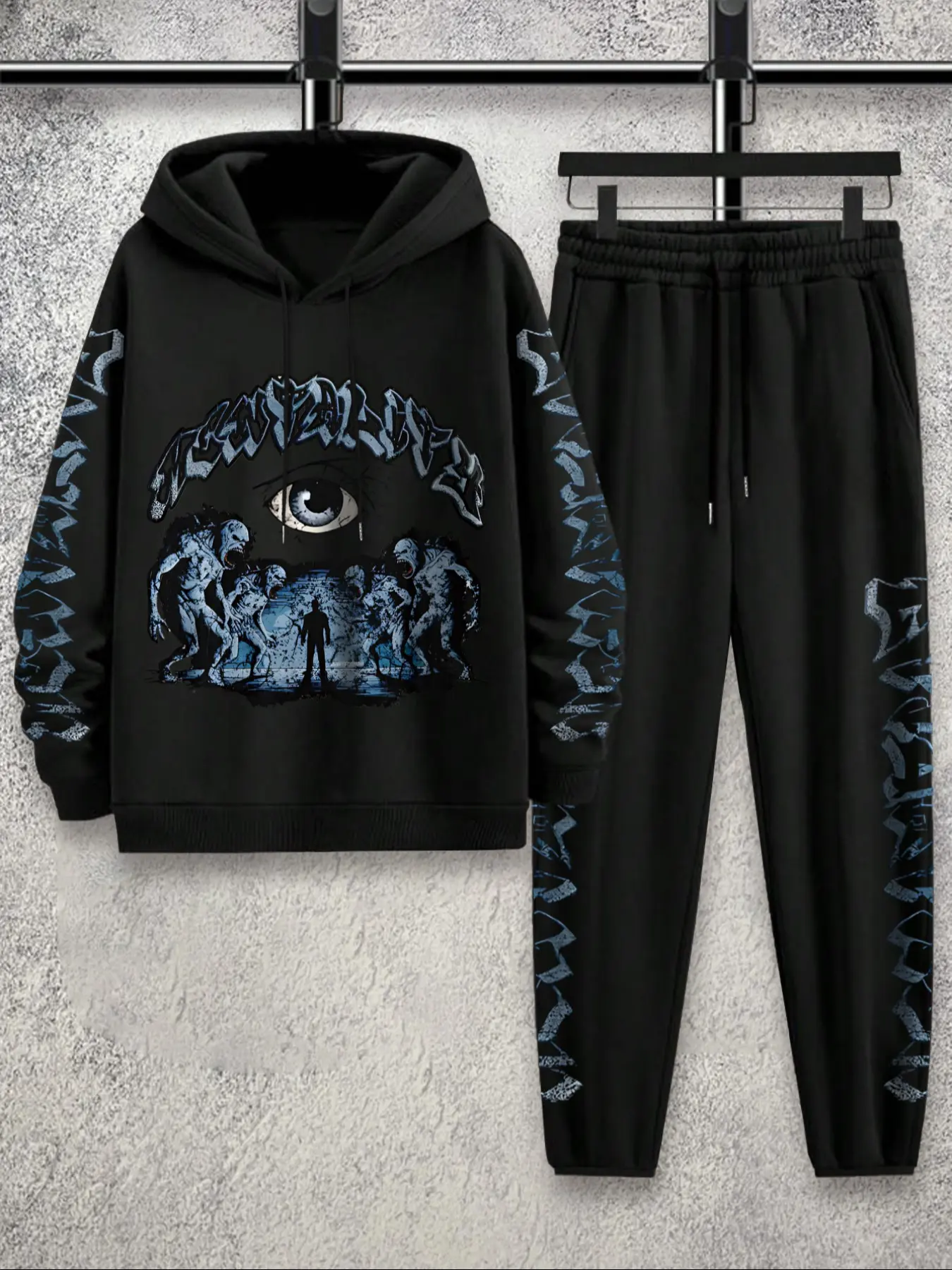 Men's Cartoon Monster Print Hoodie, Long Sleeve Pullover, Street Style Design, Perfect for Daily Wear, Autumn Fashion Choice