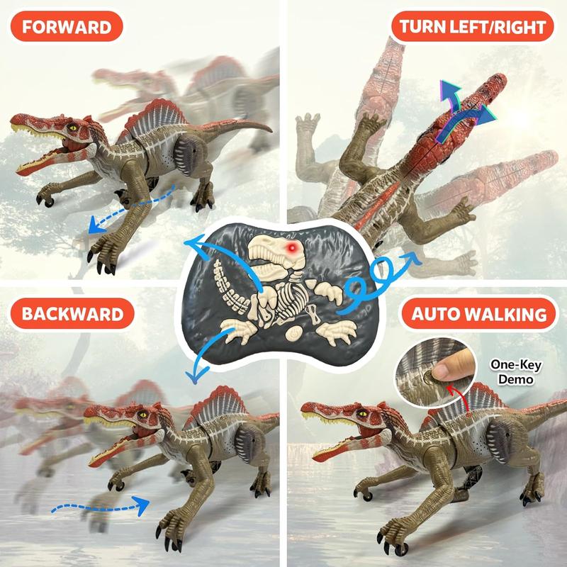 - Remote Control Dinosaur Robot - Realistic Walking, Roaring, and Spraying Spinosaurus Toys - Light up and Shaking Head and Tail Robot Dinosaur for Kids Ages 3+
