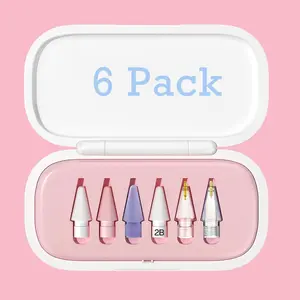 6 Pack Replacement Pencil Tips with Case for Apple Ipad 2Nd / 1St Generation - Sensitive and Precise Control Ipencil Nibs Compatible with Ipad for Pencil USB C/ 2Nd/ 1St Gen Apple Pen Wilbeva