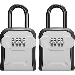 Lock Box, Key Lock Box Wall Mount & Portable Combination Lockbox with Resettable Code,  Lockbox for Outside House , Apartment Realtors Spare  Storage (2 Packs, Gray)