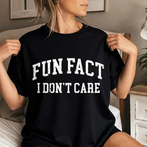 Fun Fact I Don't Care Funny Sweatshirt, Sarcastic Sweatshirt, Women's Crew Neck, Crewneck Women's Sweatshirt Casual Print Long Sleeve Round Neck Pullover for Daily Wear, Ladies Clothing Fall & Winter Fashion Unisex Sweatshirts