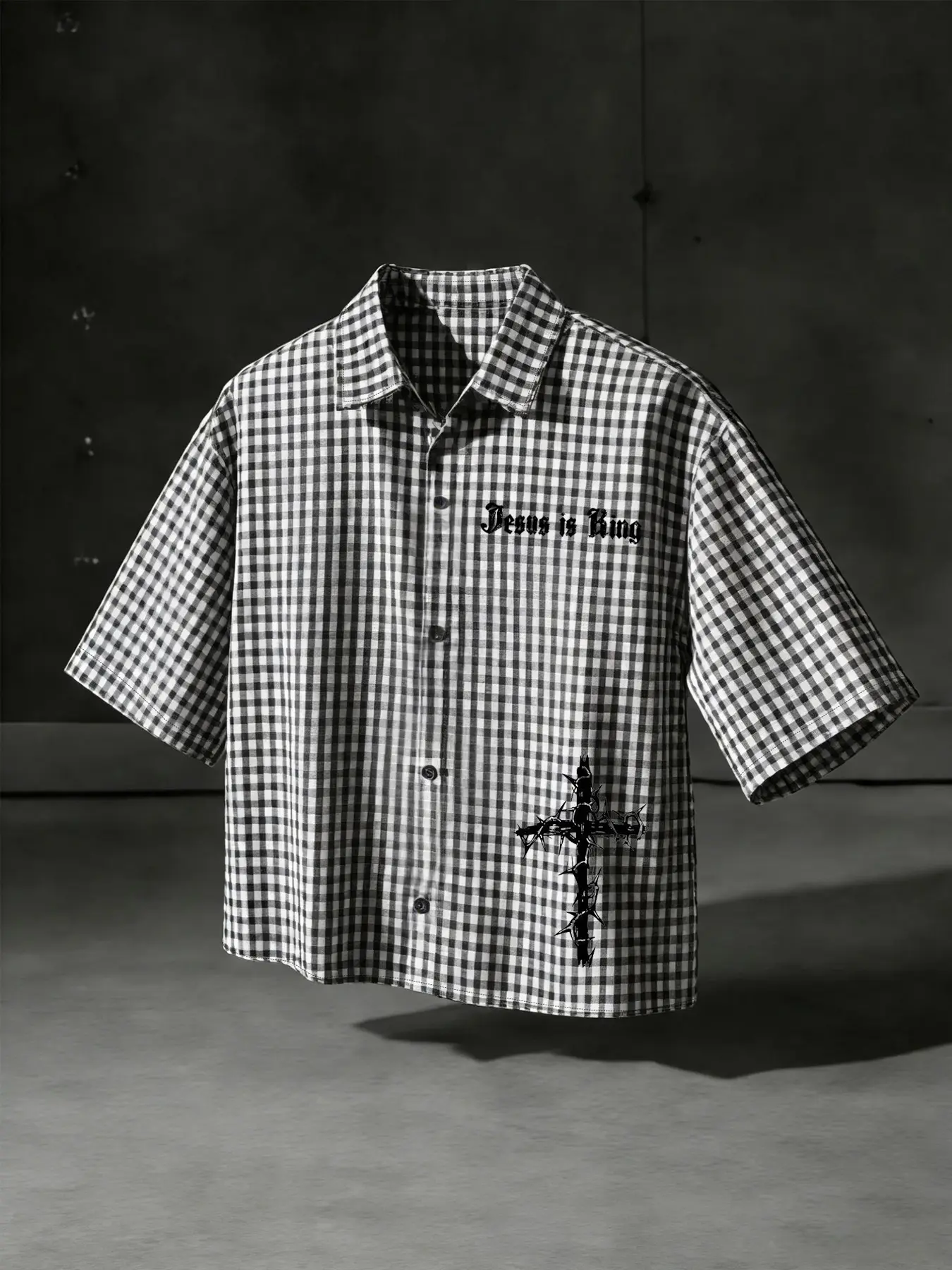 Men's Short Gingham Checkered Print Sleeveless Shirt, Fashion Classic Casual Top for Daily Wear, Cross Letter Print, Trendy Design with Comfort, Casual Comfy Fit, Fitted, Menswear, Checked, Fashionable Casual Wear, Everyday Casual Wear