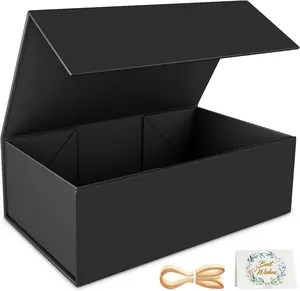 Black Gift Box, 9.5x6x3'' Gift boxes for Presents with Lids Magnetic Closure Rectangle