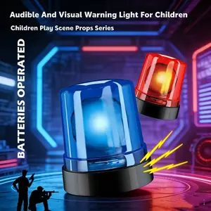 Electric Warning Light Toy, Child Firefighter and Police Role Play, Flashlight and Sound Effects, Magnetic, Adhesive to Doors and Cars