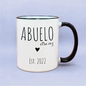 Abuelo Otra Vez #1 Established Year Personalized Coffee Mug, Spanish Grandpa Again Year Mug, Simple Grandpa Gift, New Baby Reveal Gift Idea