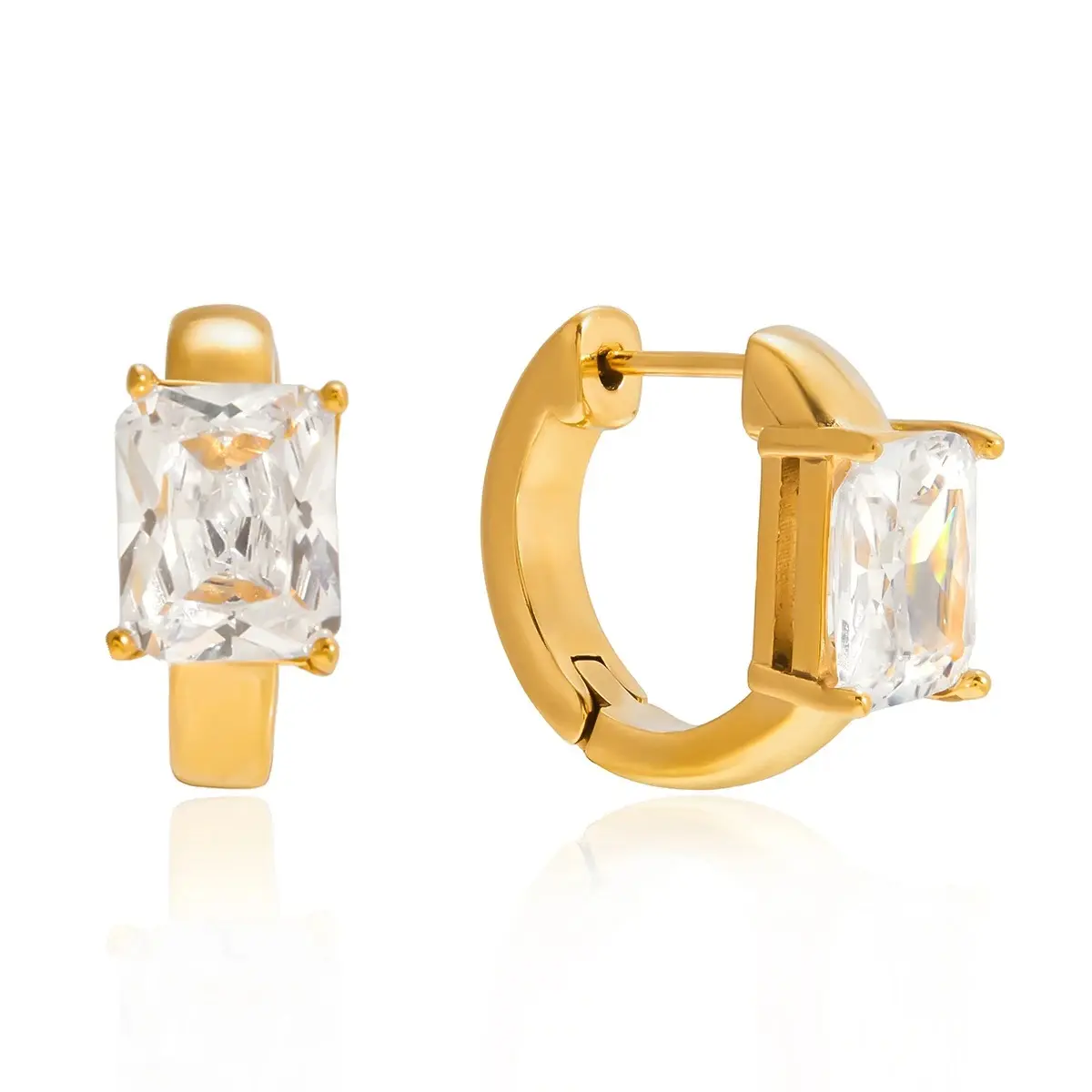 Minimalist 18K Gold Color Zircon Ear Clip – Stainless Steel Droplet Non-Pierced Earring