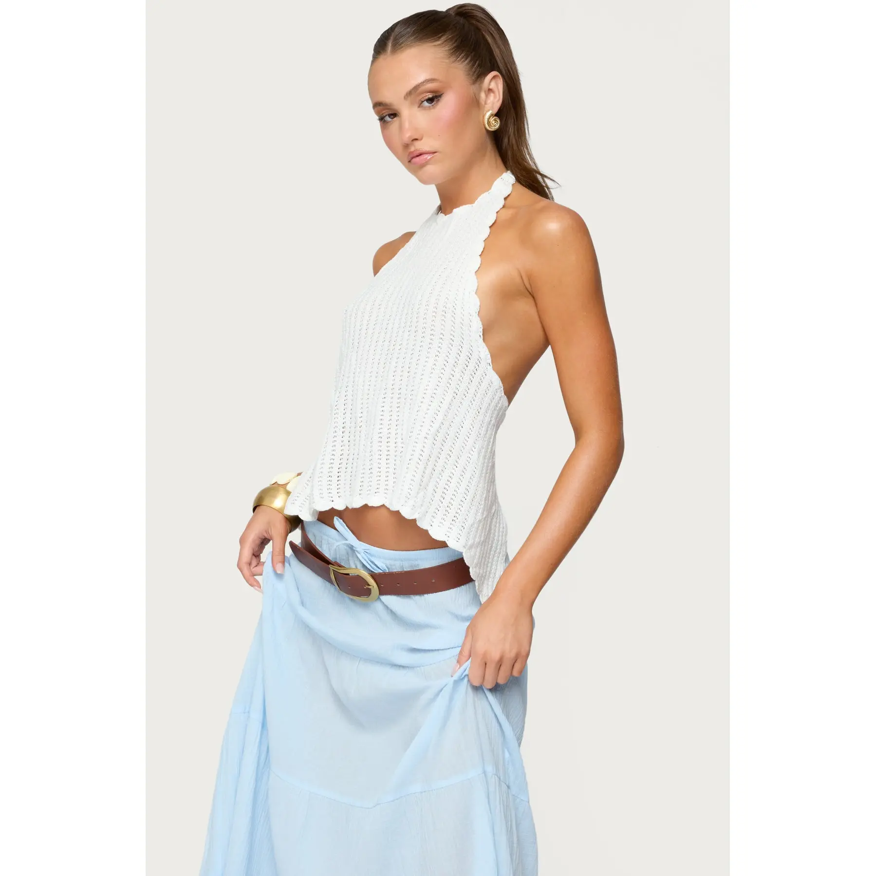 Ivey Backless Crochet Halter Top