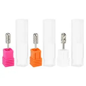 VOCOSTE 1 Set Nail Drill Bits, Cylinder Nail Art Manicure Tool, Resistant Tungsten Steel, for Nail Polishing Peeling, Silver Tone