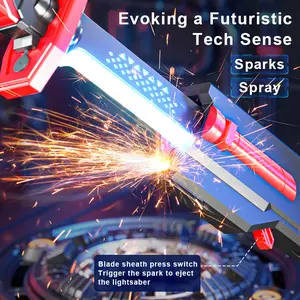 Cyberpunk LED Lightsaber Toy – Sound & Smoke Effects, 8-Color Streaming Blade, Type-C Rechargeable for Rave & Cosplay, Cool Gift for Kids