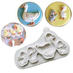 Cute Farm Animal Duck Silicone Mold, Fondant Cake Decorating Mold, Kitchen Utensil Baking Tool, Cupcake Topper Decor for Wedding Birthday Party, Reusable Mold