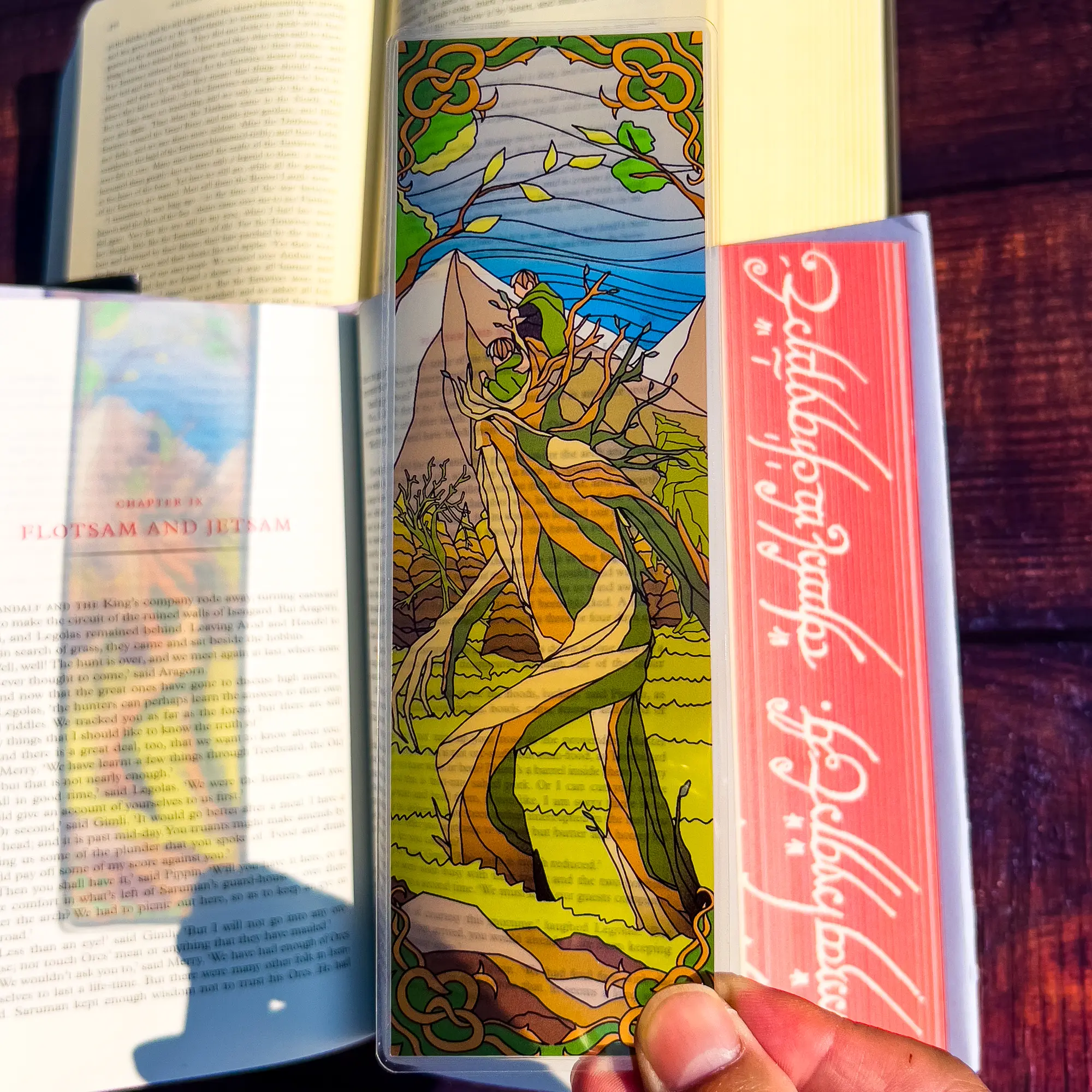 Treebeard Stained Glass Bookmarks, Balrog, Doors of Durin, Arwen Aragorn, Shire (Transparent Bookmark, Fantasy Book Reader Gift)