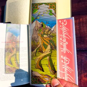 Treebeard Stained Glass Bookmarks, Balrog, Doors of Durin, Arwen Aragorn, Shire (Transparent Bookmark, Fantasy Book Reader Gift)