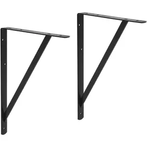Basics 10 Pack Heavy Duty Metal Shelf Brackets, L20" x H13", Black Strong Steel