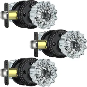 3-Pack Vintage Crystal Privacy Door Knobs for Bathroom/Bedroom
