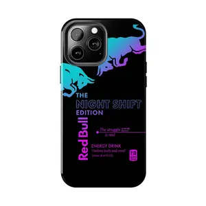 Charging Red Bull Energy Phone Case | Night Shift Edition Phone Case Compatible with iPhone 17 16 15Pro, 14, 13, 12, 11, 8, XR Mini, Pro Max, Plus & SAMSUNG GALAXY 21 S22 S23 S24 25 ULTRA PLUS Accessories Protection unisex