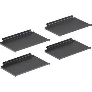4 Pack 17X10 Inch Large Slatwall Shelves, Metal Slat Wall Shelves Accessories, Metal Retail Display for Storage and Organization, Black