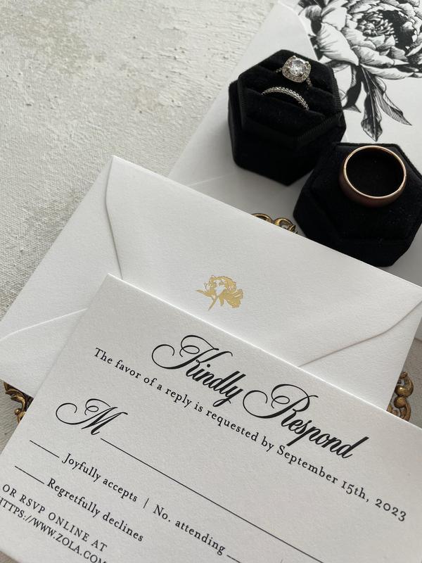 Black and White Letterpress Wedding Invitations - Style 110