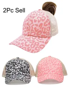2Pack Ponycap Messy High Bun Ponytail Adjustable Glitter Mesh Stylish Hat Trucker Baseball Cap