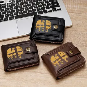 Vintage Skull Leather Wallet for Men Classic Casual Style Durable Wallets for Daily Use Perfect Gift for Fathers Day Christmas Birthday and Seasonal Holidays Accessories for Men