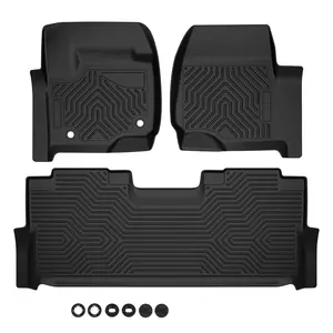 TPE Car Floor Mats Rubber Liners Fit For 2012-2024 Ford F250 F350 F450 Super Duty Crew Cab,All Weather Floor Mats Rubber Liners,Waterproof Anti-slip Durable Floor Mats Upgraded Version