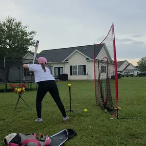 VEVOR 7x7 ft Baseball Softball Practice Net,  Portable Baseball Training Net for Hitting Batting Catching Pitching, Backstop Baseball Equipment with Bow Frame, Carry Bag, Strike Zone, Ball, Batting Tee