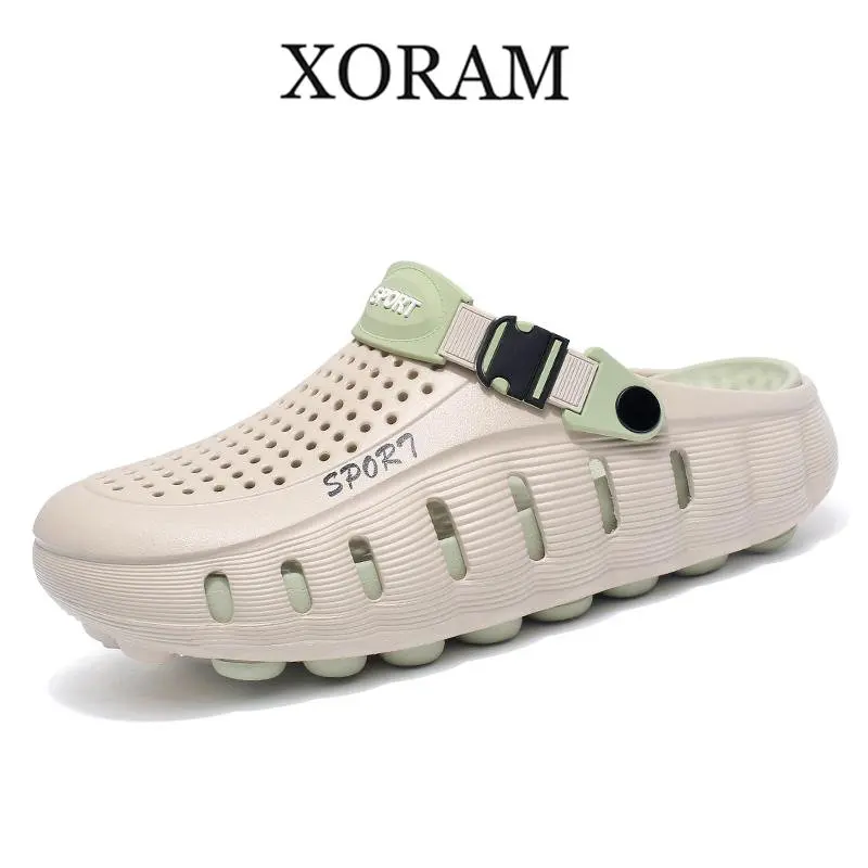 XORAM Men's EVA Perforated Closed-Toe Clogs - Lightweight Waterproof Footwear with Convertible Heel Strap for Casual Wear, Beach Use