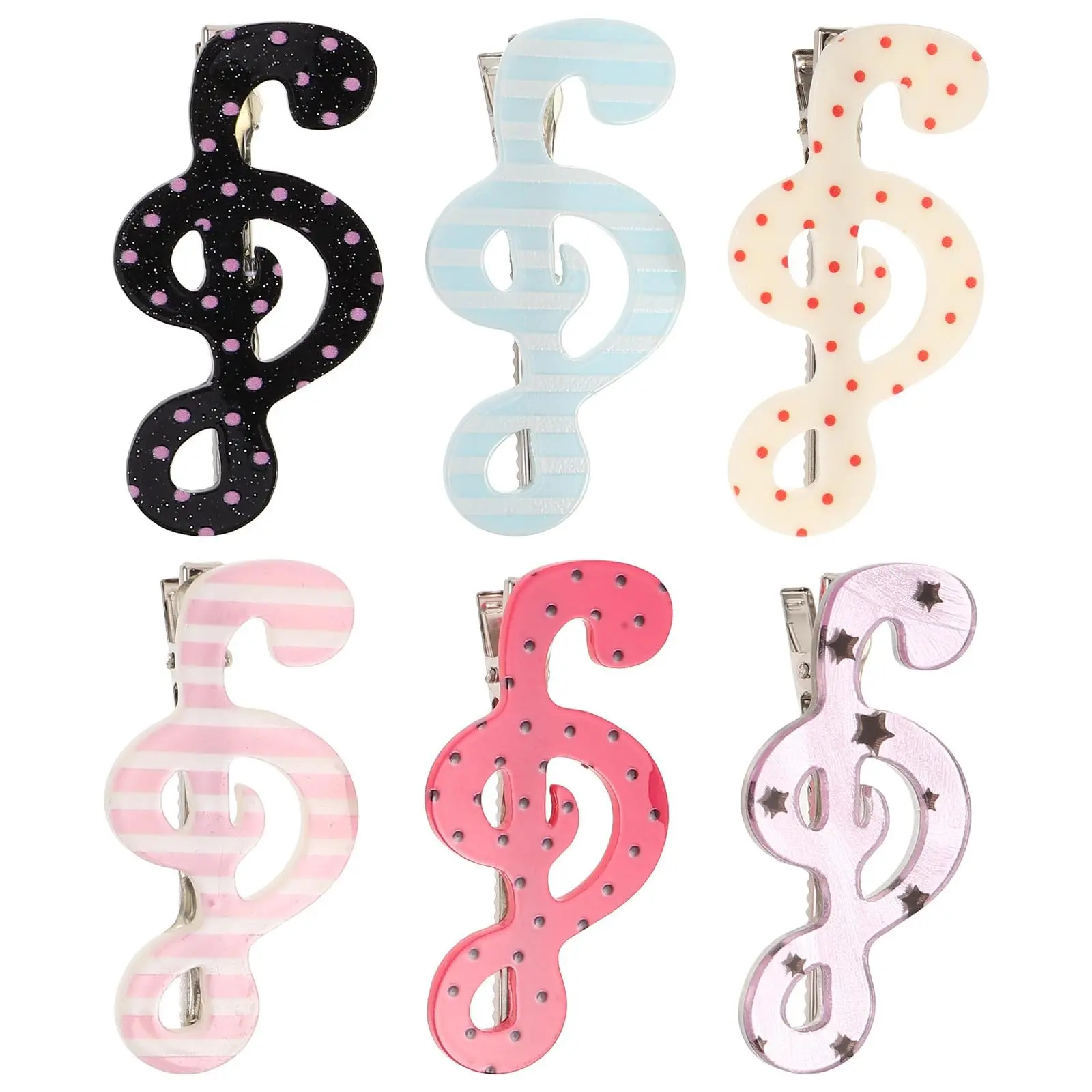 6pcs Girl Hair Clips, Acrylic Music Note Hair Clips, Cute Alligator Shape Hair Clips, Cute Hair Accessories, Perfect for Daily Hairstyles, Women and Girls