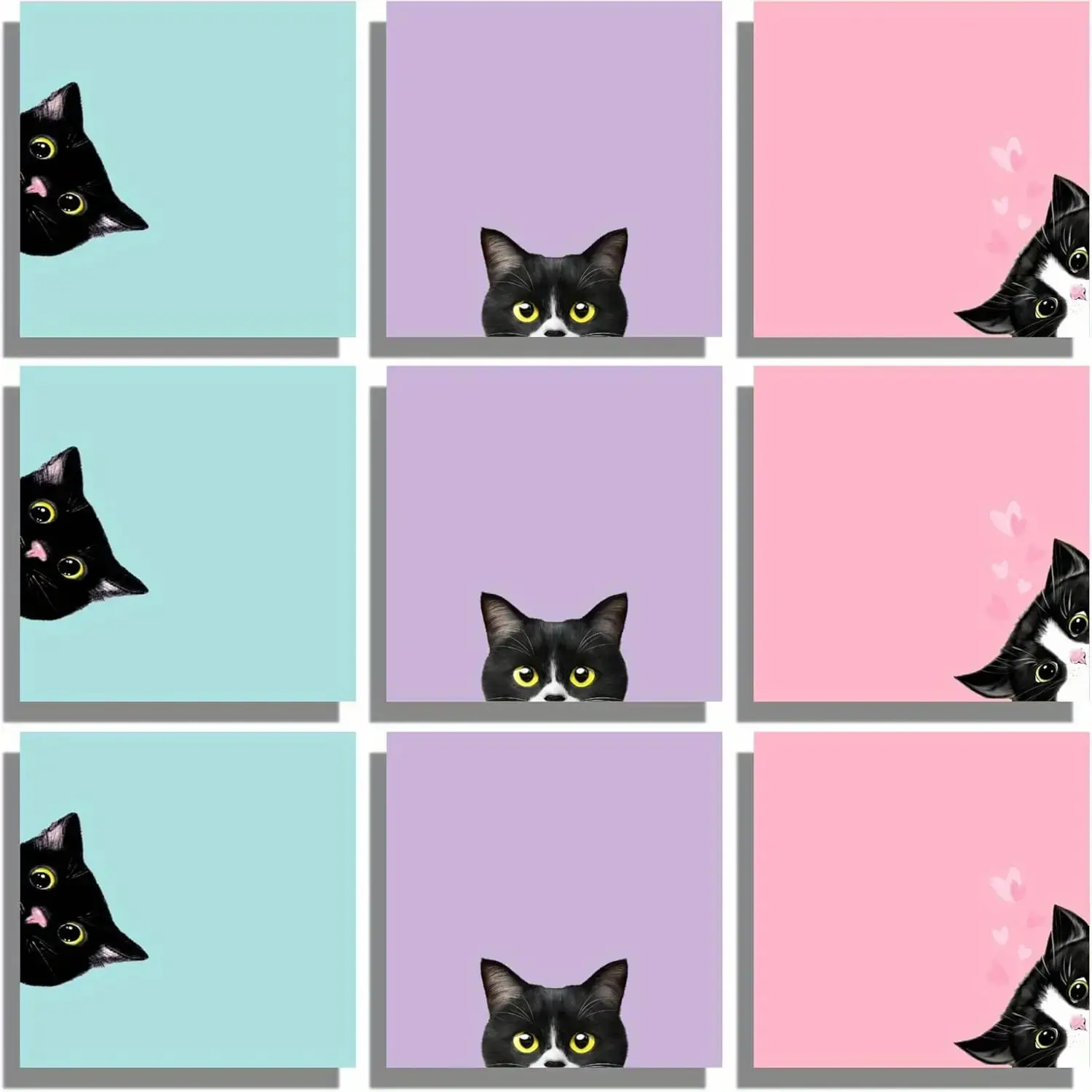 3/6/9/12 Pcs Cat Sticky Notes Set, Self-Adhesive Notepad, Cute Memo Reminder Cards, Self Adhesive Stickers, Perfect for Cat Lovers, Teachers, Office, Home Office, School