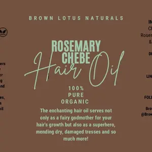 Chebe Rosemary Hair Growth Oil - Promotes Growth & Nourishes Scalp - Natural Herbs - 3C-4C Textures - Comfort