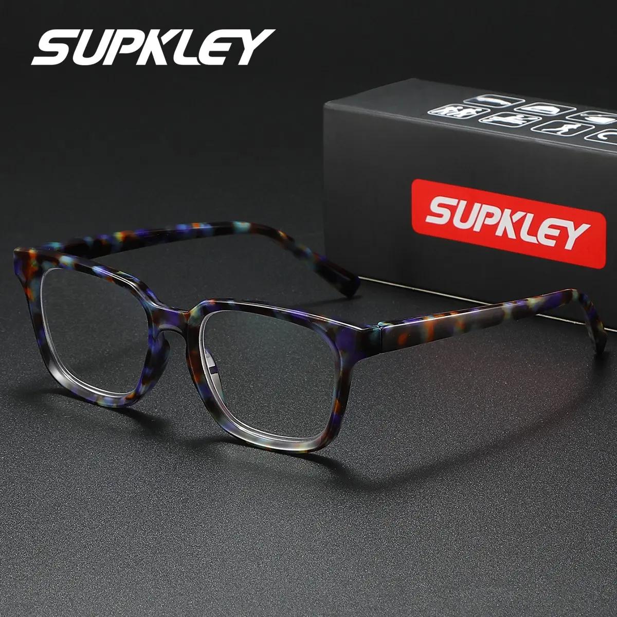 SUPKLEY Brand Design Square Minimalist Reading Glasses Offer Comfortable And Fashionable High Quality Eyewear With Super Clear Spring Hinges For An Elegant Appearance