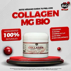 MG Bio Ultra Moisturizing Cream Collagen 100% Natural Ingredients with Elastin Vitamins A C E Aloe Vera and Hyaluronic Acid