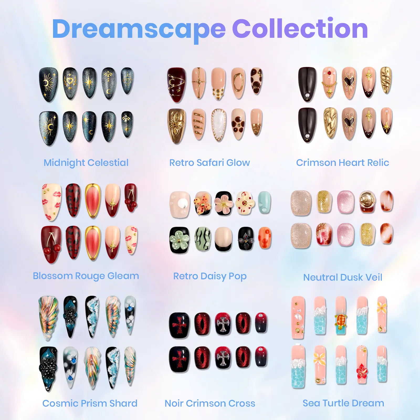 [Exclusive to TTS]Beetles Dreamscape Collection Handmade Press On Nail Natural Salon Quality Reusable Nail Tips With Quick-drying Nail Glue For Women