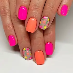 24pcs Short Square Press-On False Nails, Easy to Apply, Durable, Daily, Party, Creative Nail Art, Includes Jelly Glue and Scrubber, Nail Art Set