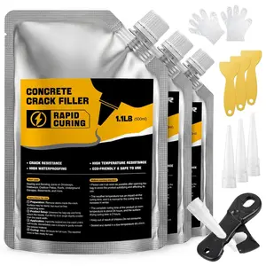 Concrete Crack Filler, 3-Pack Oil-Based Self-Leveling Sealant -  & Quick Drying for Driveway, Patio, Sidewalk, Garage Floor, Foundation, Basement & Walkway Repair, Gray