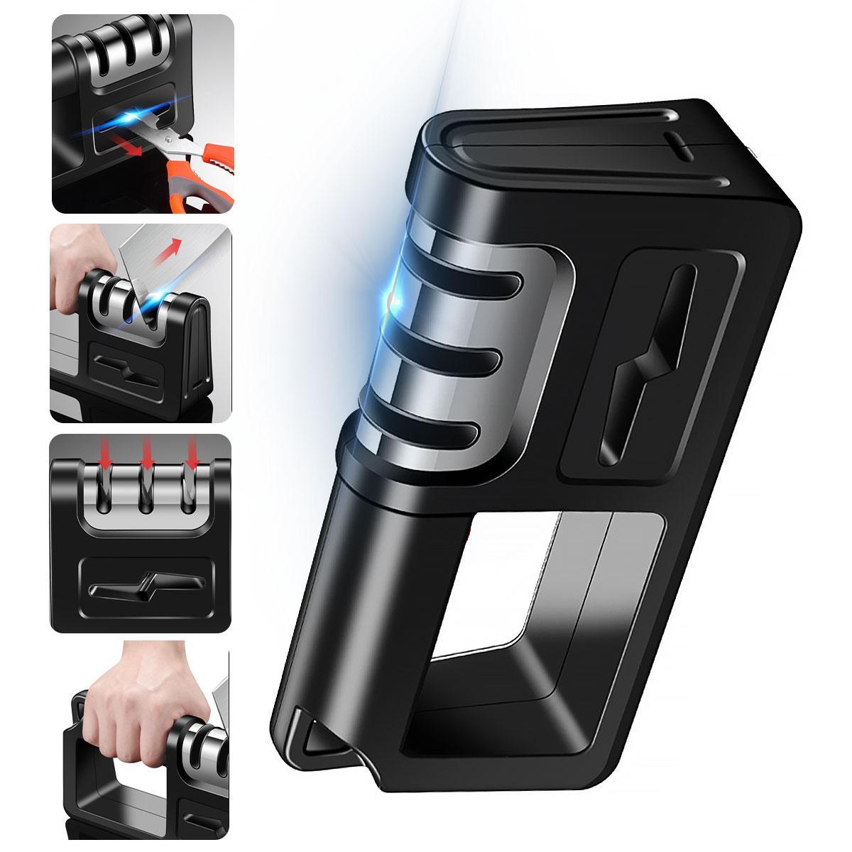 Chef Premium Knife Sharpener Tool, Handheld Kitchen Knife Sharpener Kit, 4-in-1 Knife Sharpener