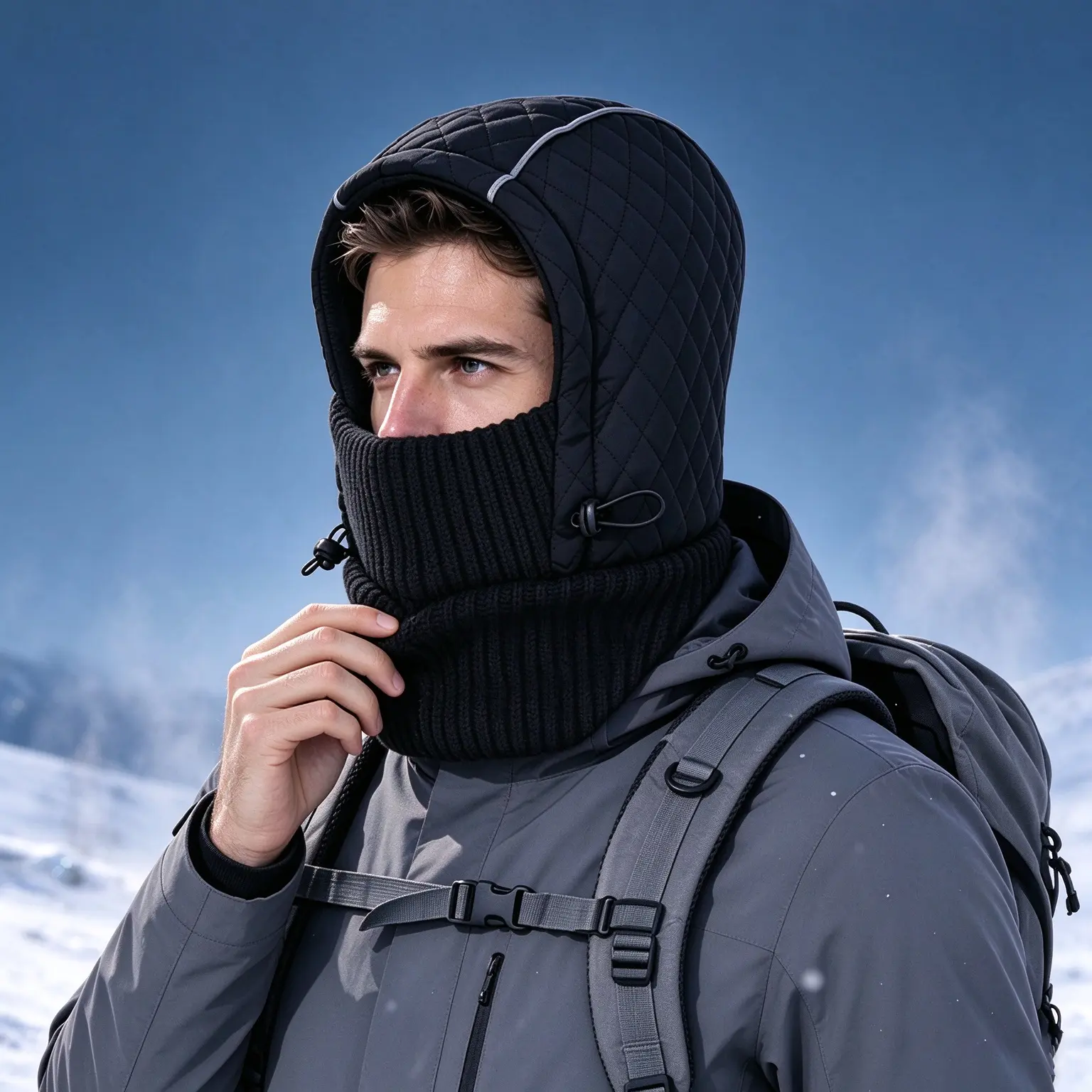 Men's winter fleece-lined warm pullover hat, women's outdoor cycling earmuff hat.