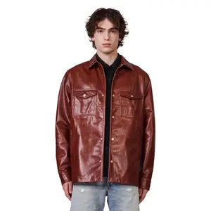 P327 LONG SLEEVE SHIRT JACKET - Shiny Leather Cathay Spice