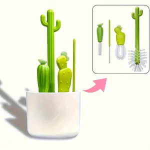 Cactus Design Cleaning Brush Set, Durable Plastic Multi-purpose Cup and Straw Cleaner, Includes Cup Brush and Bottle Brush, Ideal for Home and Commercial Use