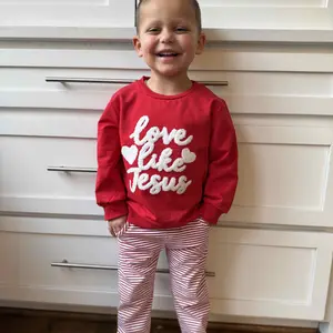 Toddler Baby Little Boy Girls Easter Sweatshirts Long Sleeve Letter Heart Embroidery Pullover Tops Spring 6M-5Y