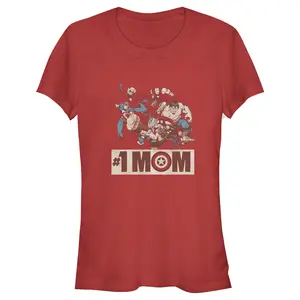 Junior's Women Marvel Distressed #1 Mom T-Shirt