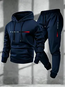 Men’s autumn/winter new everyday versatile two-piece set: hooded sweatshirt with 3D digital print and drawstring joggers—sportswear suitable for various occasions, an ideal gift.