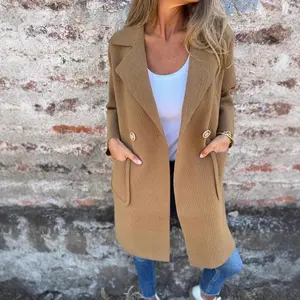 2025 Autumn Winter Casual Turn-down Collar Long Woolen Coat